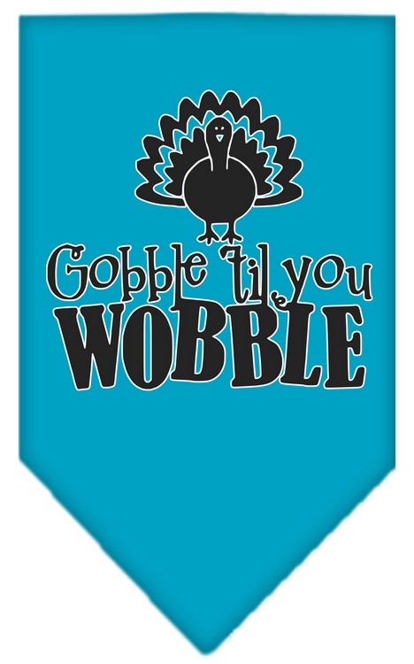 Gobble til You Wobble Screen Print Bandana Turquoise Small